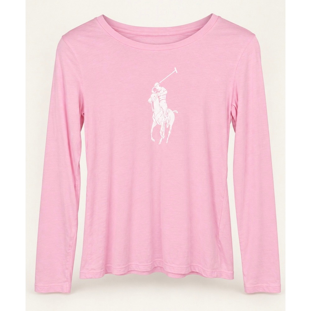 Polo Ralph Lauren Long Sleeve T-Shirt Kids XL 16 Pink Good Big Pony Logo